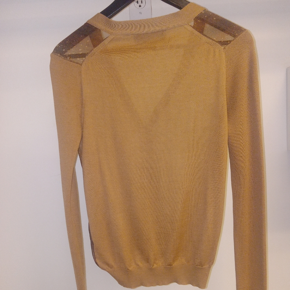 Yves Saint Laurent Sheer Tan V-Neck Cardigan - Picture 3 of 8